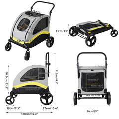 Premium 4-Wheel Foldable Dog Pram with Breathable Mesh by Snagg A Pet Stroller
