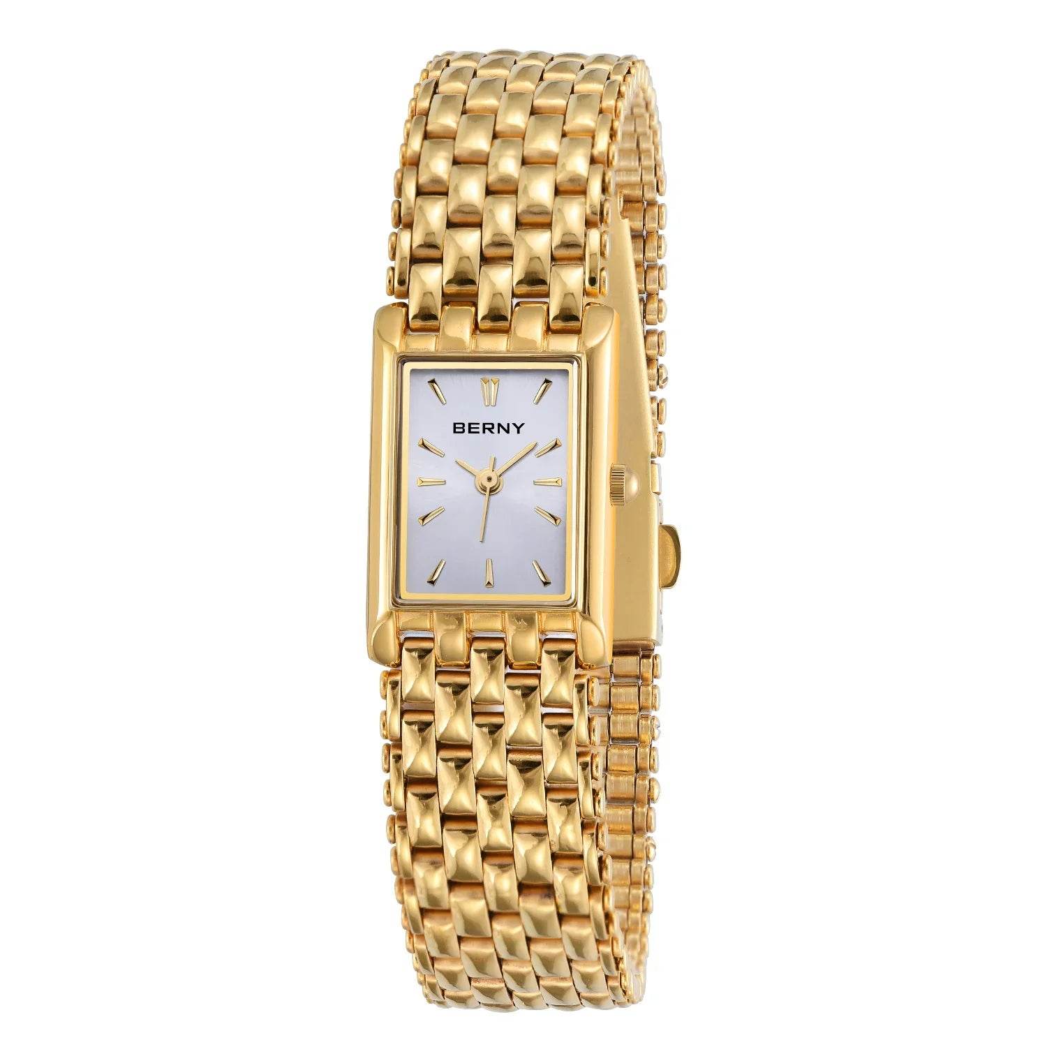 BERNY Women’s Rectangle Gold Quartz Watch - SnaggIt