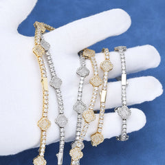 Four Leaf Clover Moissanite Tennis Bracelet by Snagg A Bracelet