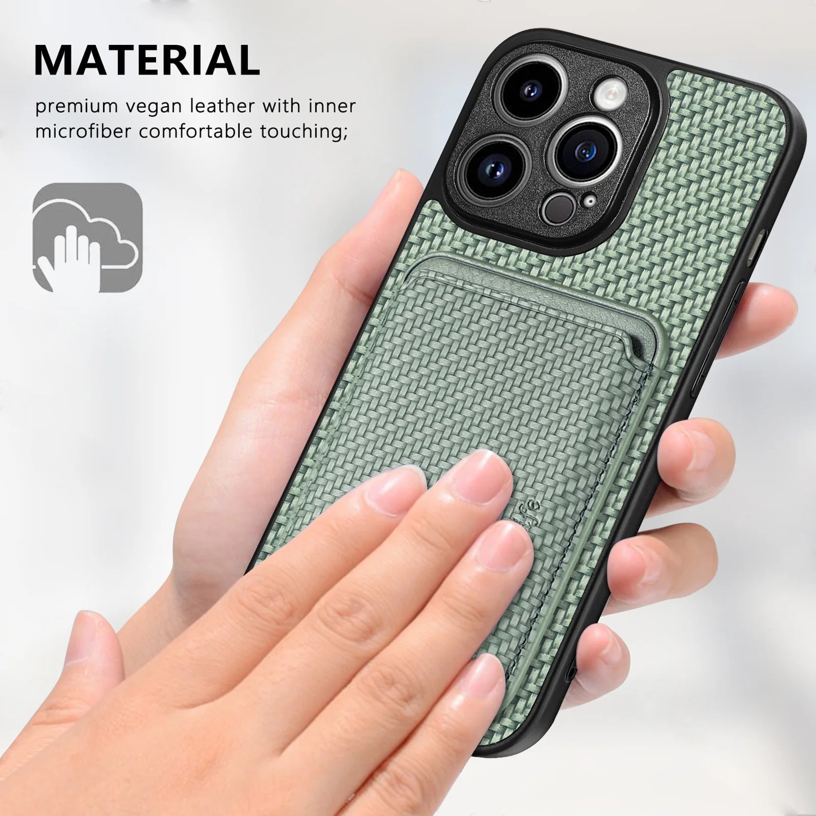 Carbon Fiber Style PU Leather MagSafe Case for iPhone 17 Air / Series (LM2) by Snagg A Phone Case