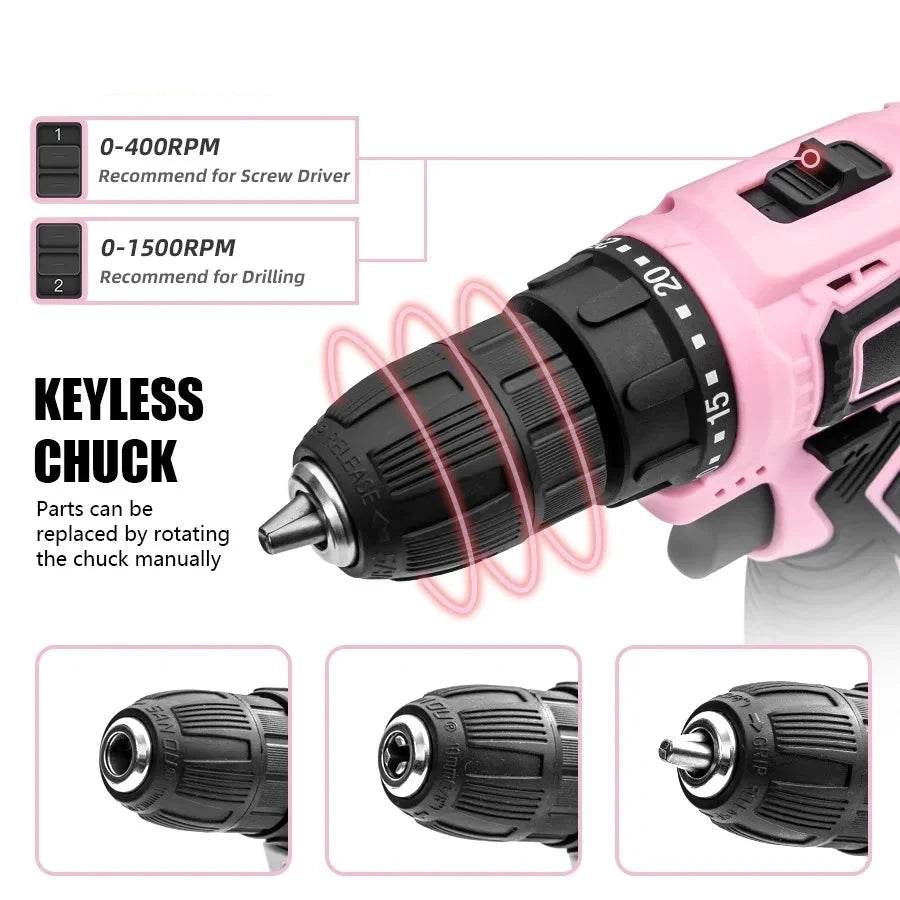 12V Pink Cordless Drill Set - SnaggIt