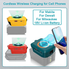 3 in 1 Multi Platform Wireless Charging Hub | 15W Fast-Charging Power Bank for 18V Battery Platforms