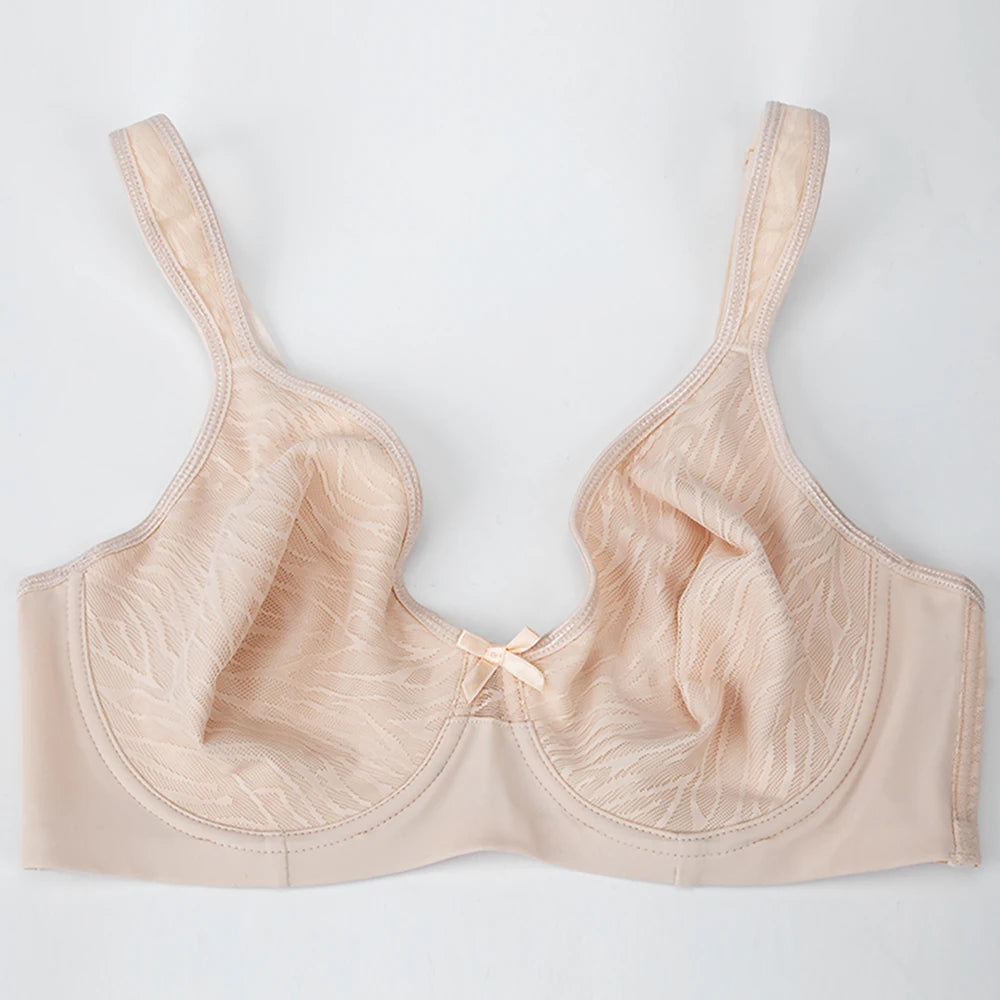 Plus Size Floral Lace Minimizer Bra | Underwire Full Coverage Unpadded High Support
