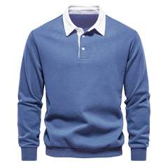 Men’s Premium Polo Collar Sweatshirt | Heavyweight Cotton-Blend Smart Casual Top
