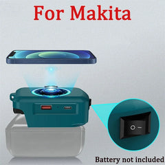 3 in 1 Multi Platform Wireless Charging Hub | 15W Fast-Charging Power Bank for 18V Battery Platforms