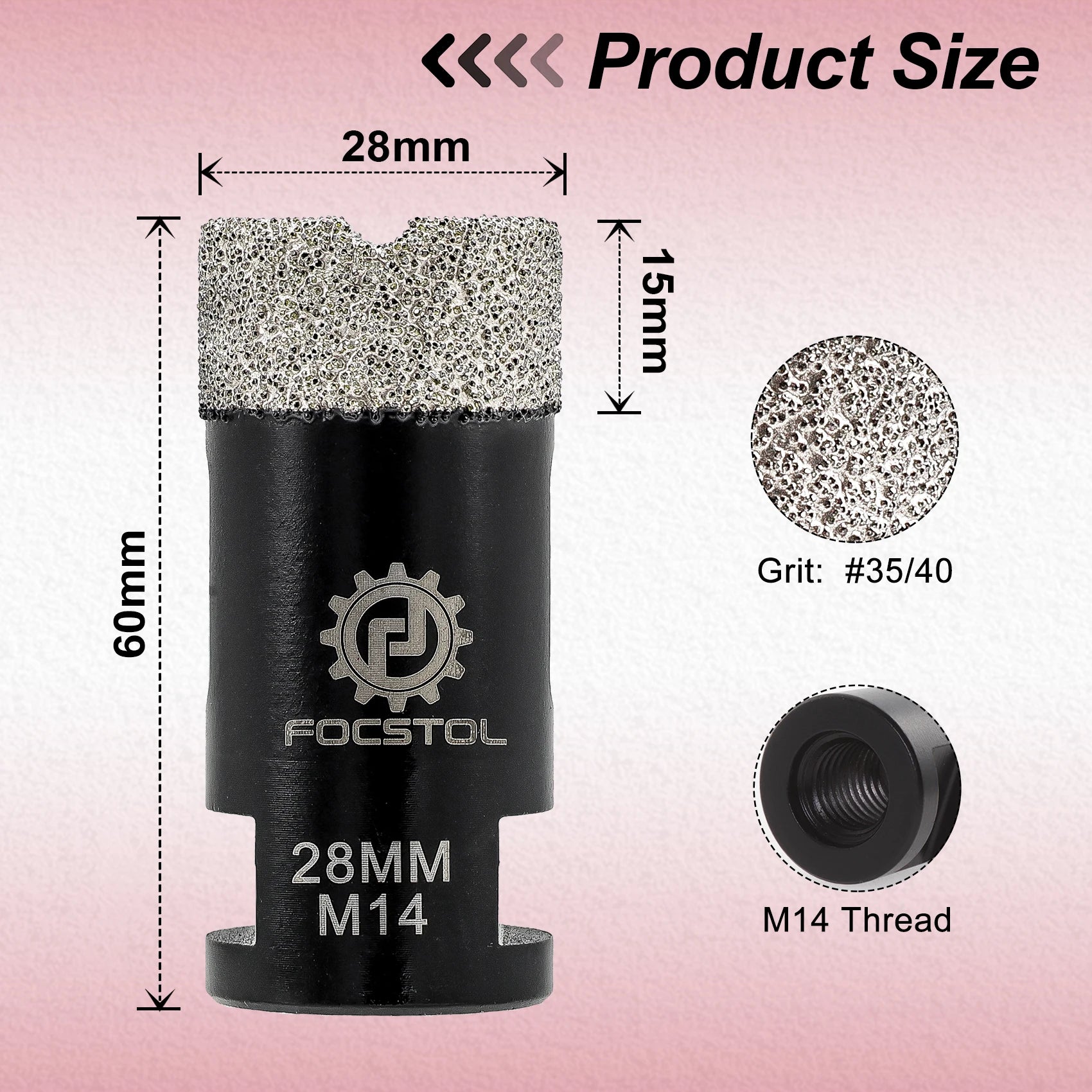 M14 Thread Diamond Core Drill Bit 6–125mm | Tile Hole Saw for Ceramic Marble Granite CE Certified