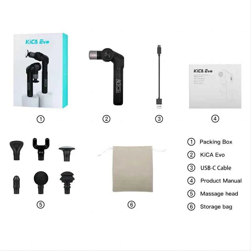 Fascia Portable Muscle Massage Gun 15kg 3 Gear 3200rpm with 6 Massage Heads