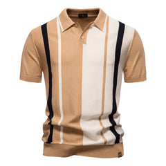 Men's Striped Mesh Polo | High-Performance Breathable Summer Essential