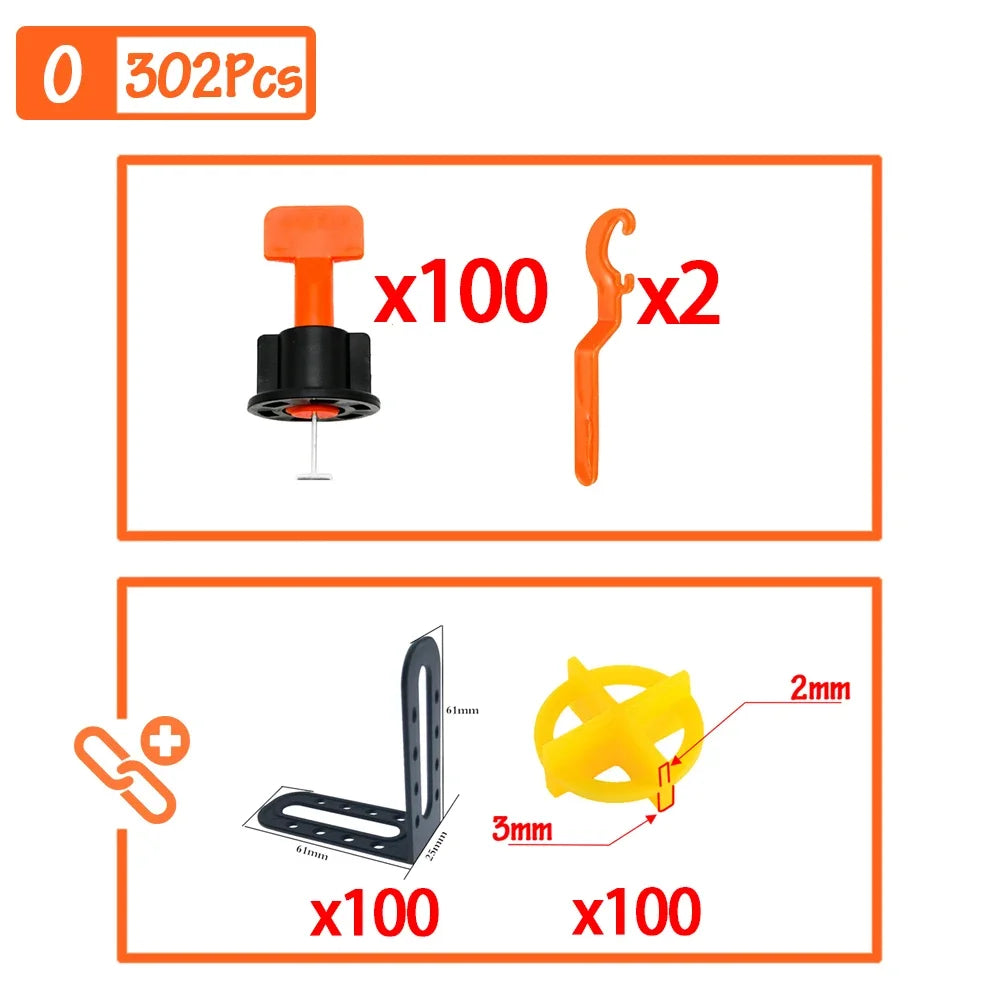 Tile Leveling System Kit 51–402pcs | Floor & Wall Tile Clips Spacers Leveler for Porcelain Ceramic