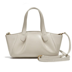 Ruched Genuine Leather Small Satchel