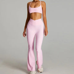 Women's 2-Piece Short Sleeve Yoga Suit | Quick-Dry Gym Tracksuit Running Workout Sports Set