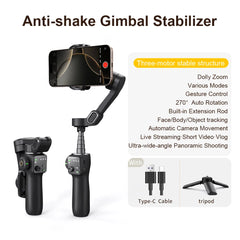 Handheld Anti-shake Gimbal Stabilizer Travel Extended Selfie Stick by Snagg A Tripod