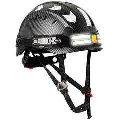 Construction safety helmet with headlamp and reflective stickers – image 12