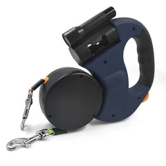 Retractable Double Dog Leash 1-to-2 – Automatic Lead with Built-In Flashlight & Bag Dispenser