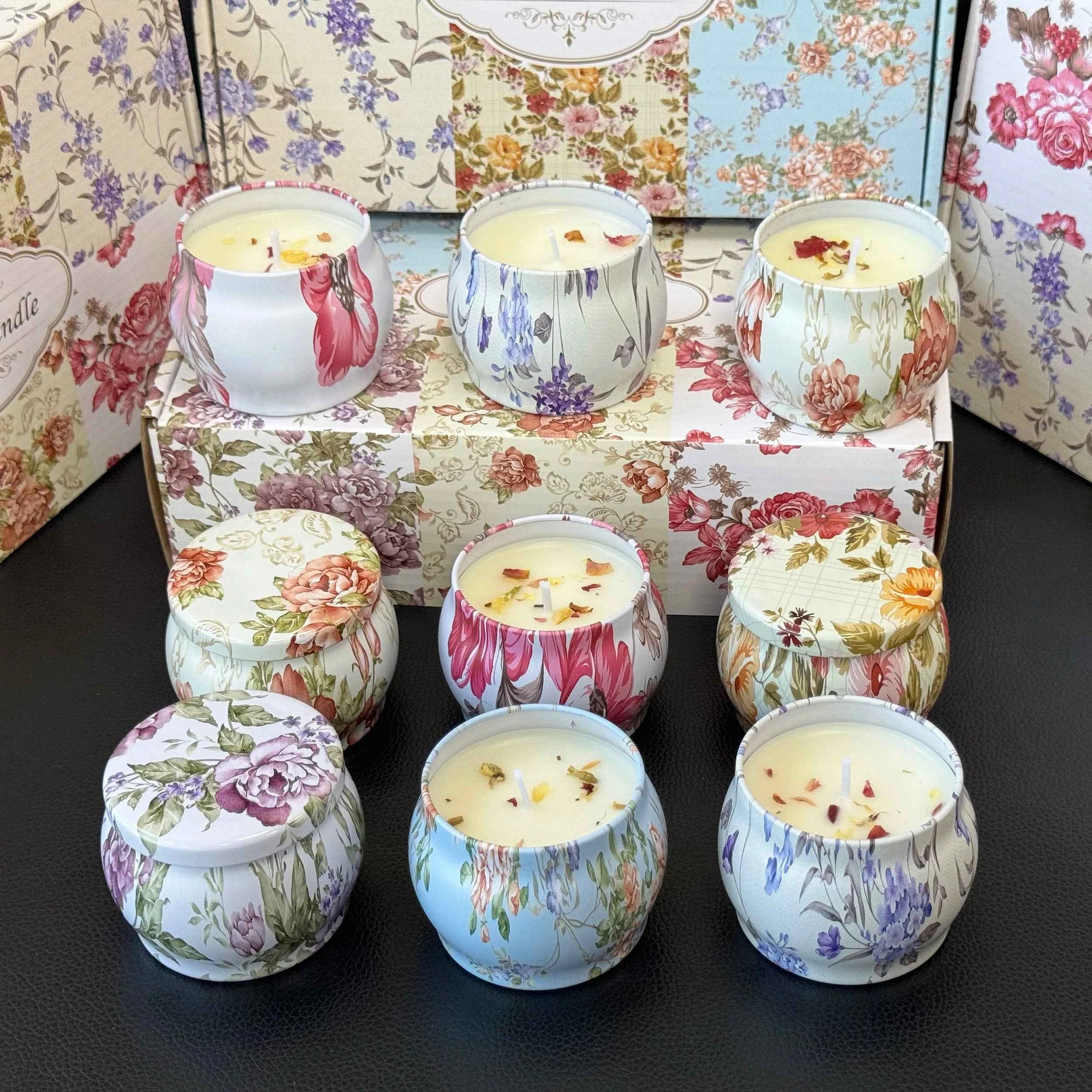 6Pcs Of Tin Can Candle Set Soy Wax