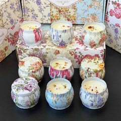 6Pcs Of Tin Can Candle Set Soy Wax