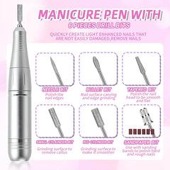 Professional 45,000 RPM Brushless Electric Nail Drill – High Torque Rechargeable Portable Manicure Station