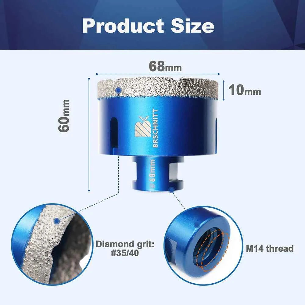 Vacuum Brazed Diamond Core Drill Bit & Heavy Duty Hole Saw for Granite, Porcelain, and Ceramic