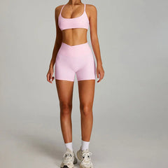 Women's 2-Piece Short Sleeve Yoga Suit | Quick-Dry Gym Tracksuit Running Workout Sports Set