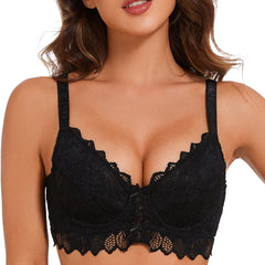 Plus Size Lace Mesh Bra | Underwire Push Up Full Coverage Unpadded