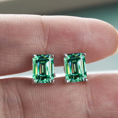 Emerald Moissanite Earrings by Snagg An Earring
