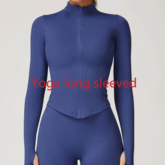Women's Zipper Long Sleeve Yoga Jacket | Quick-Dry Seamless Crop Sports Top Gym Running Wear