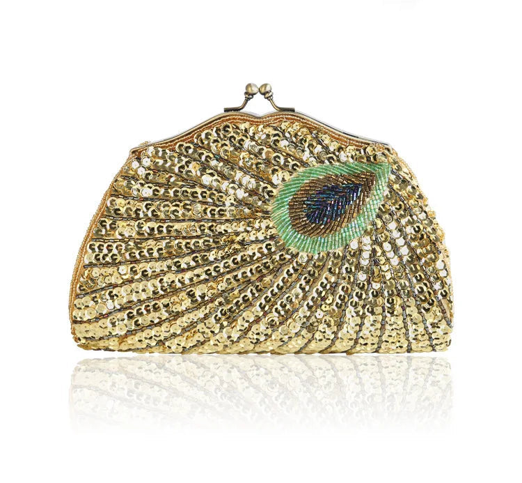 Retro Beaded Peacock Evening Purse by Snagg It Purses