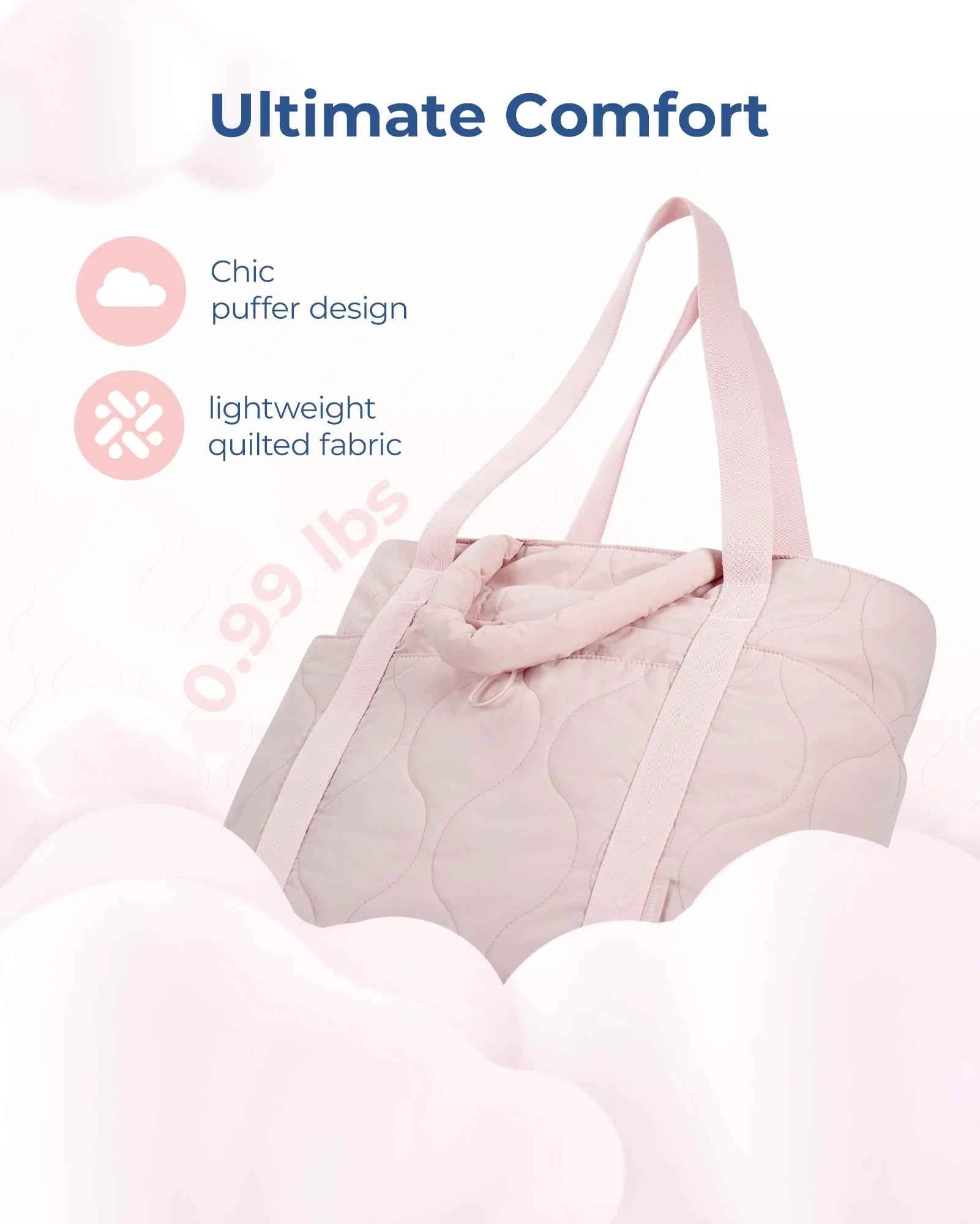 Women's Quilted Puffer Boston Bag – Lightweight Large Padded Shoulder Tote for Work & Travel (21L)