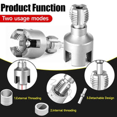 Professional Hex Shank Pipe Threading Tool | Internal & External Die Set for 1/2", 3/4" & 1" Pipes