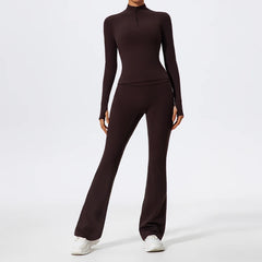 Women's Long Sleeve Workout Suit | Quick-Dry Gym Bra & Short Tracksuit Running Yoga Clothes Set