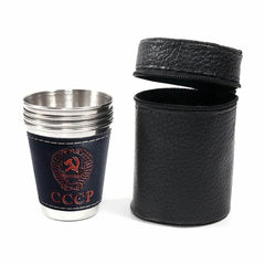 LISM Outdoor Travel Cups Set 4pcs PU Leather Stainless by Snagg A Cup