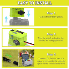 18V to 12V Step Down Converter | 10A High Efficiency Voltage Transformer Compatible With Ryobi 18V Batteries