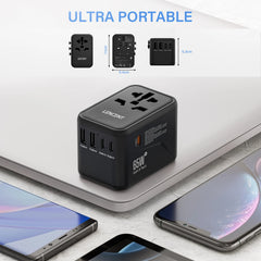 65W/100W GaN International Travel Adapter with 2USB 3 Type C by Snagg A Travel Adapter