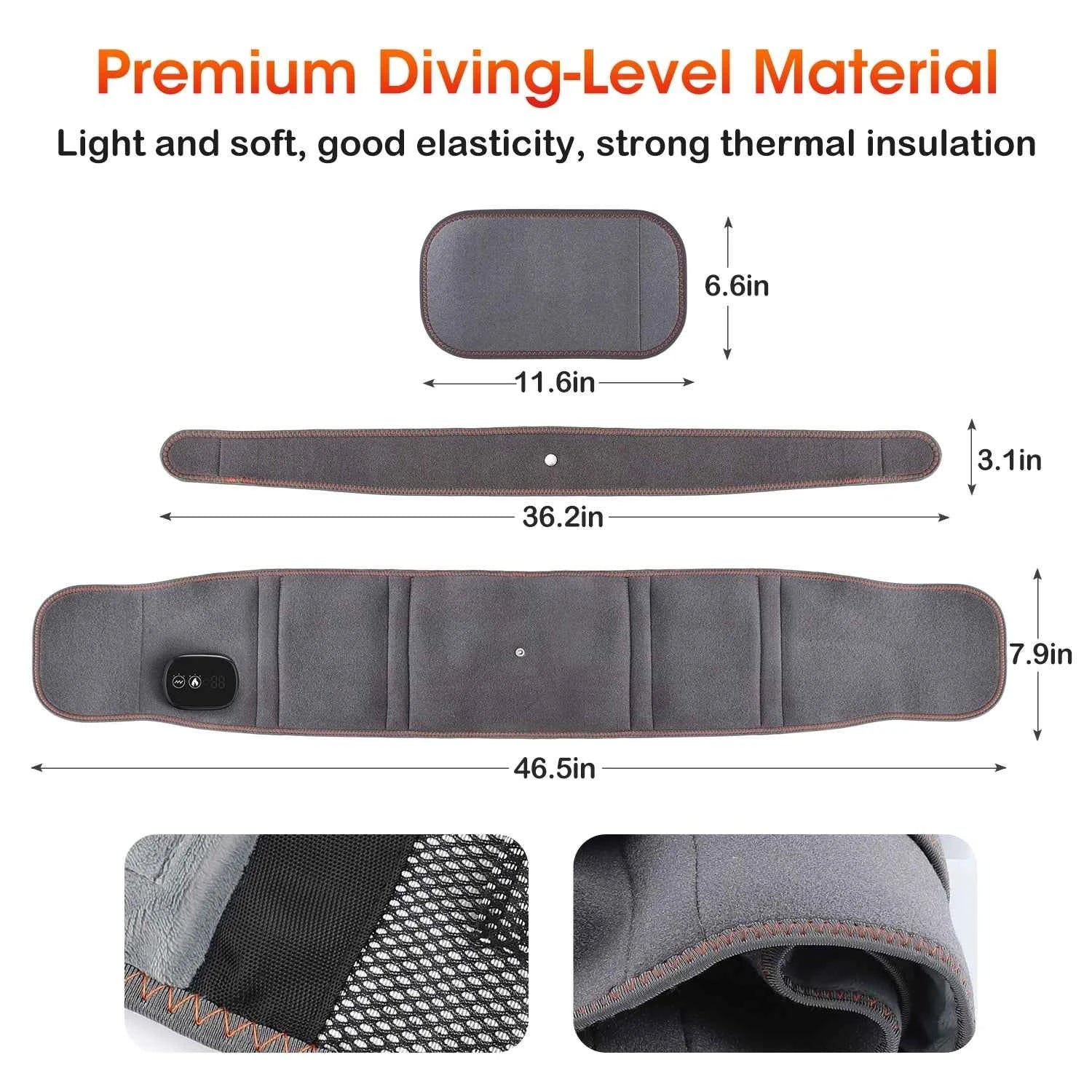 Cordless Waist Belt Massager – Heated Vibration Lumbar Support & Back Relief Brace