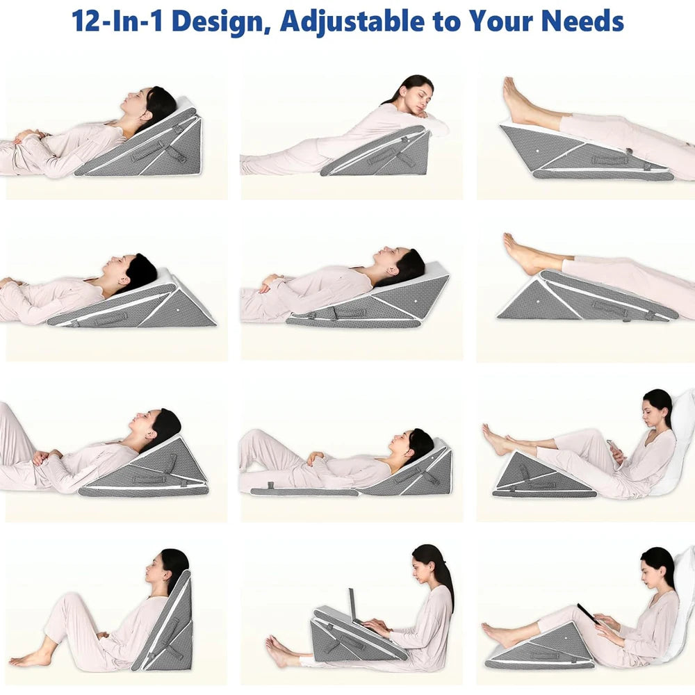 Wedge Pillow Set – Adjustable Folding Design for Comfort & Support by Snagg A Pillow