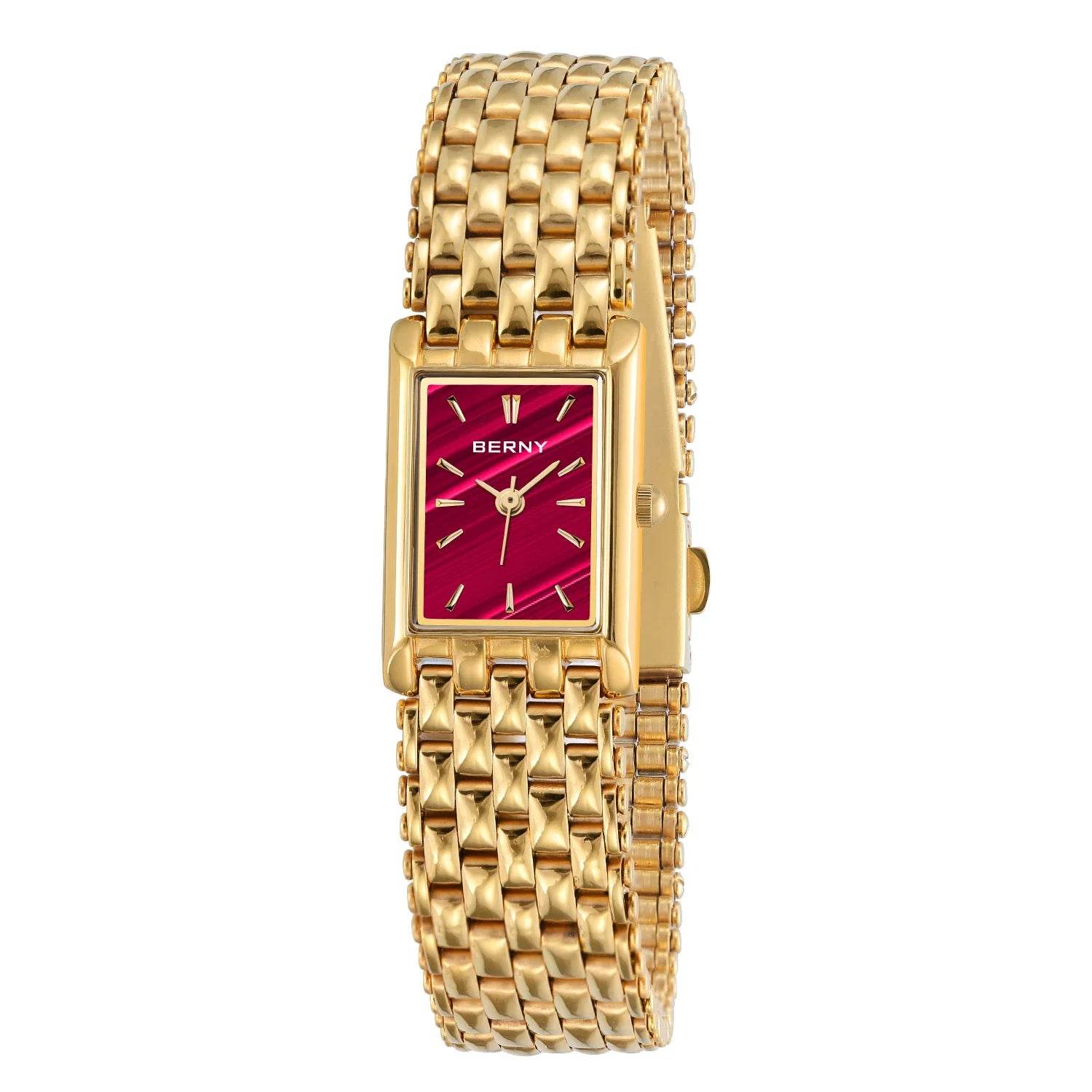 BERNY Women’s Rectangle Gold Quartz Watch - SnaggIt