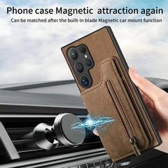 Zipper Leather Magnetic Wallet Case – Samsung Galaxy S25 Series - Phone Cases & Covers