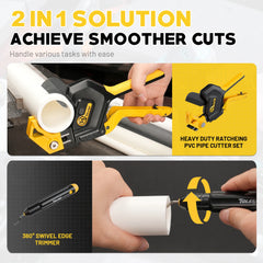 Heavy Duty PVC Pipe Cutter – 3-Gear Adjustable Ratchet, Cuts Up to 2-1/2” Plastic Pipes
