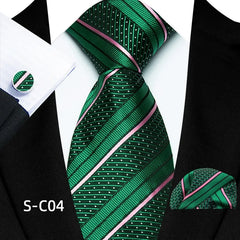 Luxury Business Tie Set — 8cm Men’s Formal Striped Necktie with Matching Accessories