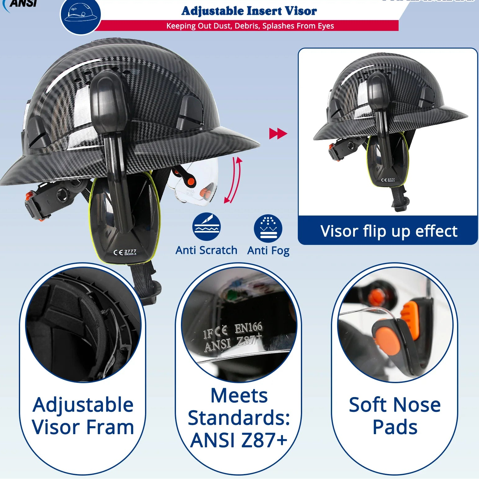 Full Brim Safety Helmet with Built In Goggles Earmuffs by Snagg A Safety Helmet