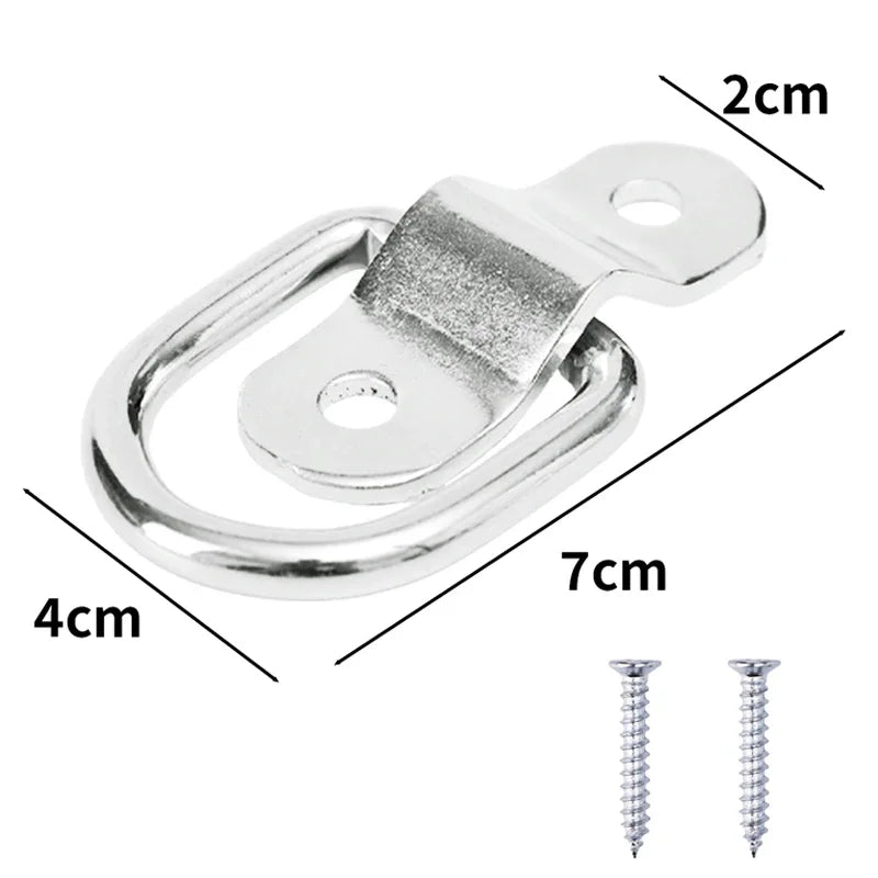 Stainless Steel D-Ring Tie Down Anchor | Lashing Ring Pull Hook for Car Boat Cargo Trailer RV Van