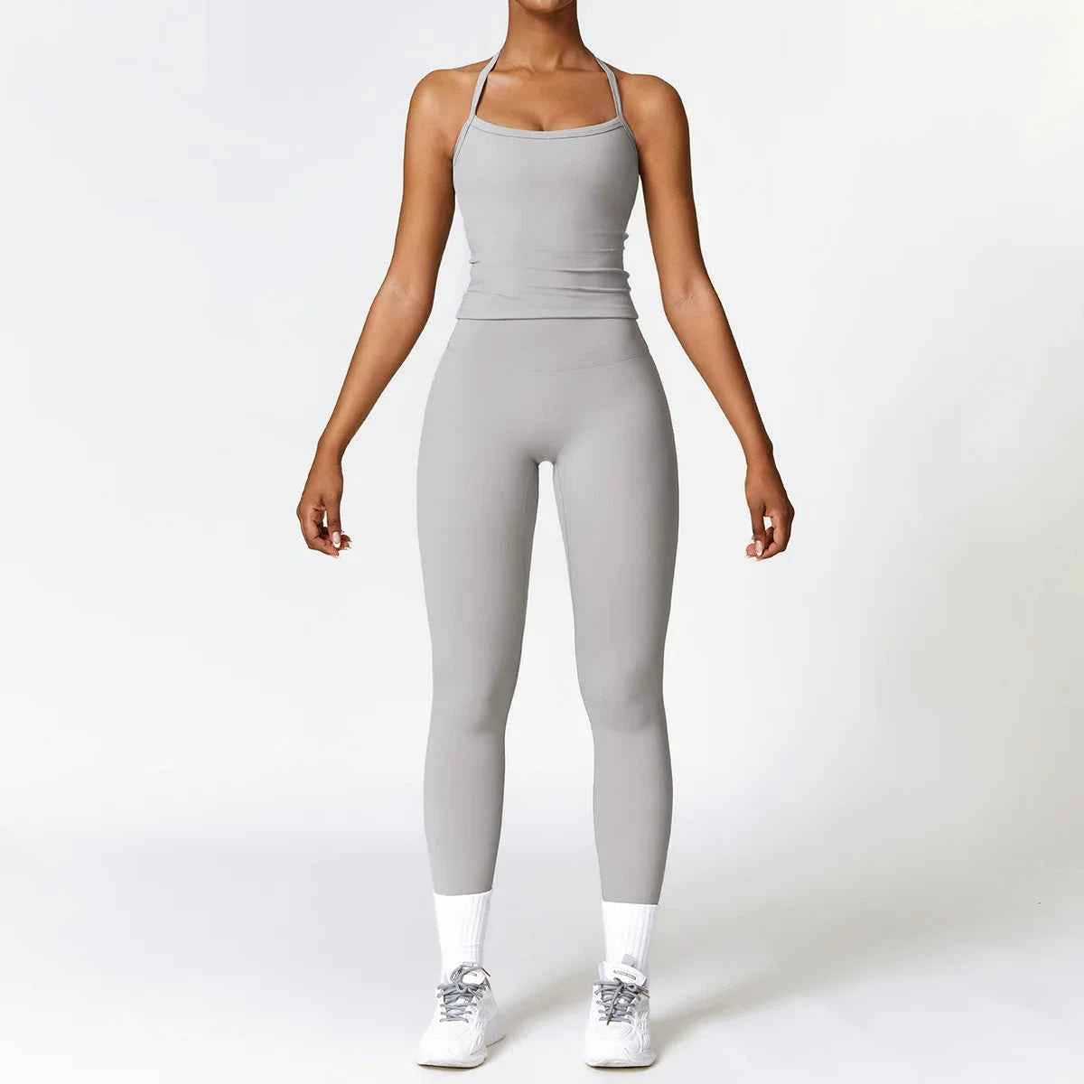 Women's 2-Piece Seamless Long Sleeve Crop Top Yoga Set | High Waist Leggings Gym Fitness Suit