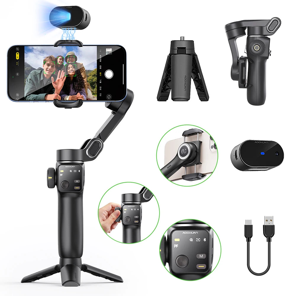 Handheld Anti-shake Gimbal Stabilizer Travel Extended Selfie Stick by Snagg A Tripod