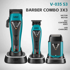 Professional 9000 RPM Vector Motor Barber Suite – Elite High Velocity Clipper & Trimmer Duo with Integrated Charging Base