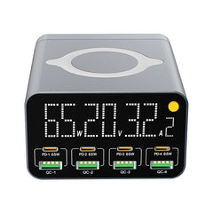 80W/120W 8-Port Charging Station | Digital Display USB-C Wireless Charger PD QC3.0 for Laptop Tablet Phone