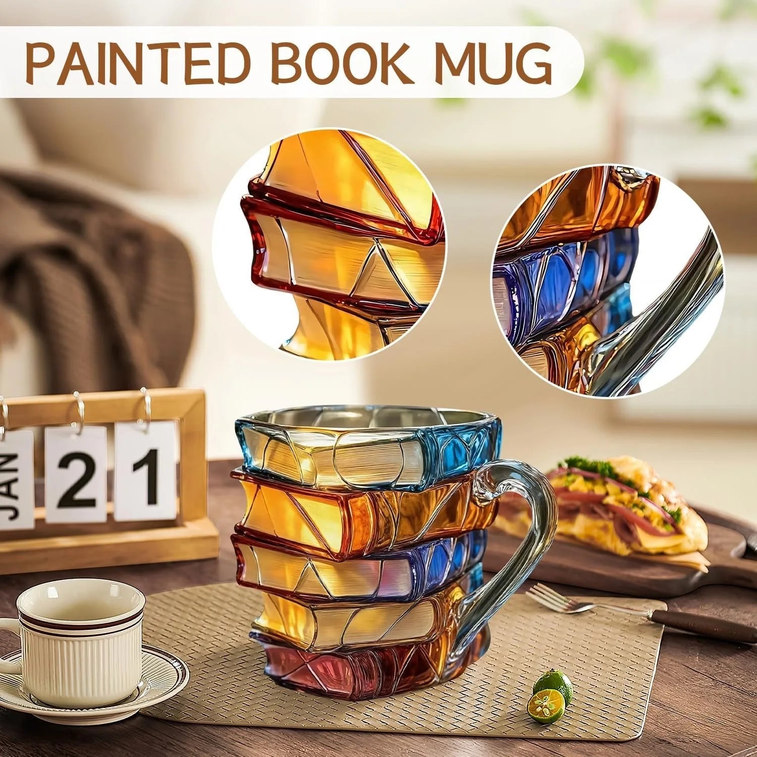 Painted Book Mug Handmade Smart Large Capacity Home Mug by Snagg A Cup