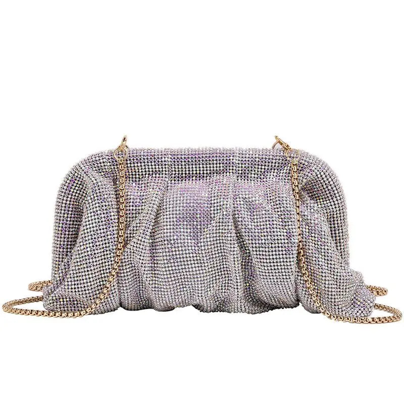 Shiny Rhinestone Crystal Fold Evening Clutch by Snagg It Purses