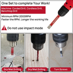 Quick-Connect Dry Drill Core Bit Set | Economy Phillips Spiral Carbide Bit for Tile Marble Granite