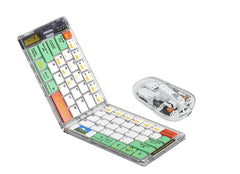 Foldable Wireless Keyboard & Mouse | PU Leather Cover & Transparent Dual-Mode Design