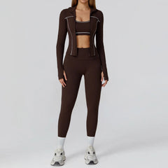 Women's 2/3-Piece Yoga Clothes Set | High Waist Leggings Running Bra Workout Tracksuit Gym Outfits